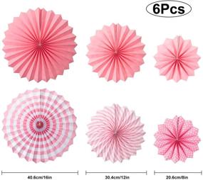 img 3 attached to 🎉 24-Piece Party Hanging Set: 12 Tissue Paper Flower Decorations + 6 Pink Paper Fan Garlands + 6 Paper Pom Ball Craft Kit for Birthday, Baby Shower, Festival Decor