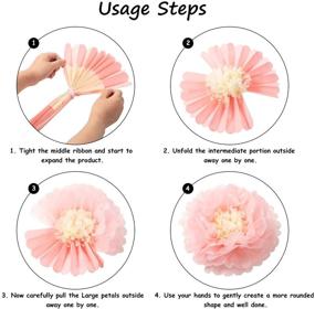 img 1 attached to 🎉 24-Piece Party Hanging Set: 12 Tissue Paper Flower Decorations + 6 Pink Paper Fan Garlands + 6 Paper Pom Ball Craft Kit for Birthday, Baby Shower, Festival Decor