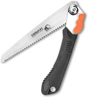 8 inch folding saw - foldable hand saw for trees and wood cutting, camping saw: folding pruning saw for tree trimming, pruning knife & hunting pocket saw: folding bone saw logo