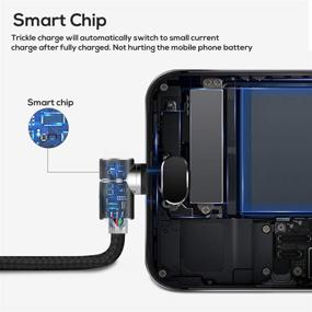 img 3 attached to 🔌 Topk USB магнитный кабель: 2 в 1 Micro USB и USB C, угол 90 градусов, нейлоновая оплетка, магнитное зарядное устройство 360, светодиодный свет - 2 шт., 10фт/10фт - магнитный кабель зарядки телефона для Android.