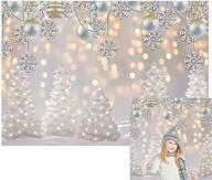 🎄 winter wonderland party backdrop: funnytree's 7x5ft white christmas merry xmas trees for birthday, kids, baby shower photography. sparkle snowflakes, glitter bokeh décor, banner, photo booth supplies логотип