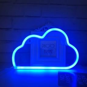 img 2 attached to 🌟 QiaoFei Blue Neon Cloud Light - Cute LED Marquee Sign for Christmas, Birthdays, Kids Room, Living Room, Wedding Party Decor