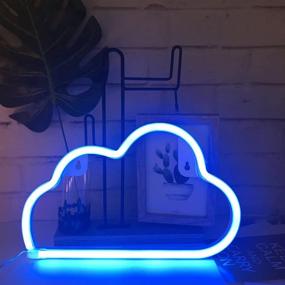 img 1 attached to 🌟 QiaoFei Blue Neon Cloud Light - Cute LED Marquee Sign for Christmas, Birthdays, Kids Room, Living Room, Wedding Party Decor