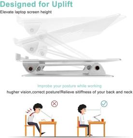 img 2 attached to 🔥 Универсальная регулируемая стойка для ноутбука: легкая и эргономичная подставка для ноутбука с вентиляцией, противоскользящим силиконом и многоугольным алюминиевым держателем - идеально подходит для ноутбуков до 17 дюймов
