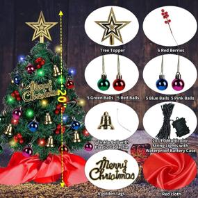 img 2 attached to 🎄 Hausse Christmas Tree Tabletop: 20 Inch Mini Artificial Pine Tree with Ornaments, Pre-lit Small Xmas Tree for Table Holiday Decor - Multicolor LED Lights & Timer - Mini Desktop Tree DIY Set