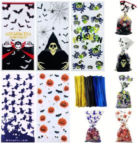 img 4 attached to 🎃 Set of 150 Halloween Cello Bags - Cellophane Treat Bags with Ties, 5 Designs - Ideal for Halloween Trick or Treat Party Supplies