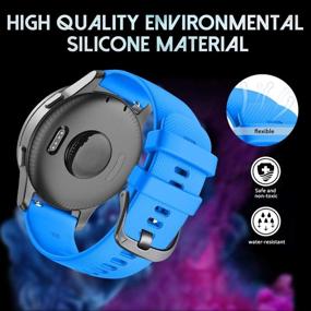 img 3 attached to NotoCity 22MM Bands Compatible With Vivoactive 4 GPS Smartwatch Sport Breathable Silicone Watch Strap Replacement For Gear S3 Classic Watch (Blue