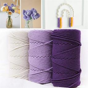 img 3 attached to 🧶 Natural Cotton Macrame Cord DIY Yarn, 3mm x 109 Yards, Macrame Rope for DIY Wall Plant Hanger Craft, Dream Catcher Making - 100M (3mm, 109yards/100m), Light Violet