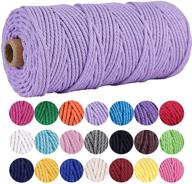 🧶 natural cotton macrame cord diy yarn, 3mm x 109 yards, macrame rope for diy wall plant hanger craft, dream catcher making - 100m (3mm, 109yards/100m), light violet logo