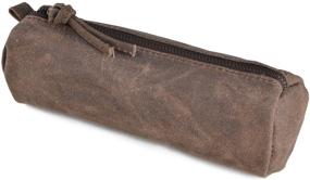 img 2 attached to Gootium Vintage Waxed Canvas Pencil Case - Perfect Organizer for Students and Artists, 7"x2"x2.5