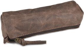 img 3 attached to Gootium Vintage Waxed Canvas Pencil Case - Perfect Organizer for Students and Artists, 7"x2"x2.5