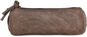 img 4 attached to Gootium Vintage Waxed Canvas Pencil Case - Perfect Organizer for Students and Artists, 7"x2"x2.5
