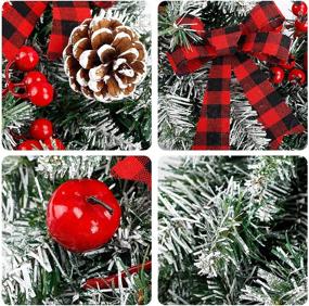 img 2 attached to 🎄 COCOBOO 24-Inch Pre-Lit Christmas Wreath: 50 LED Lights, Indoor/Outdoor Holiday Decorations, Artificial Pine