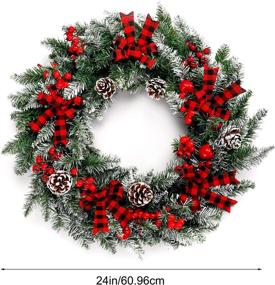 img 3 attached to 🎄 COCOBOO 24-Inch Pre-Lit Christmas Wreath: 50 LED Lights, Indoor/Outdoor Holiday Decorations, Artificial Pine