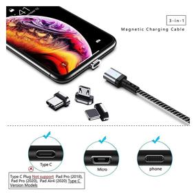 img 1 attached to 🔌 5-Pack Magnetic Charging Cable Set (1.6ft/3.9ft/6.6ft/6.6ft/10ft), SUNTAIHO QC 3.0 Fast Charging & Data Transfer Magnetic Phone Charger Cable, Compatible with Type C, Phone, Micro USB