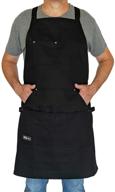 versatile professional chef apron for men and women - cooking, kitchen, bbq grill accessory with large tool pockets, adjustable size, cotton black fabric, quick release buckle, dual side loops logo