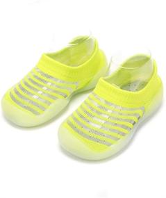 img 1 attached to 👶 Comfortable Non-Skid Mesh Cotton Slipper Shoes for Baby Summer - Lightweight Breathable Toddler Moccasins with Rubber Soles