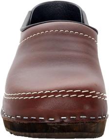 img 1 attached to 👞 Authentic Swedish Wooden Closed Clogs Leather Men's Shoes: A Perfect Blend of Style and Comfort