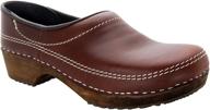 👞 authentic swedish wooden closed clogs leather men's shoes: a perfect blend of style and comfort logo
