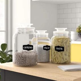 img 1 attached to All-purpose Glass Canister Set for Kitchen or Bathroom - Airtight Food Storage Jars with Chalkboard Labels and Airtight Lid - Set of 3 Cookie and Candy Jars Универсальный набор стеклянных банок для кухни или ванной - герметичные банки для хранения пищи с карандашной наклейкой и герметичной крышкой - набор из 3-х банок для печенья и конфет.