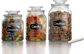 img 2 attached to All-purpose Glass Canister Set for Kitchen or Bathroom - Airtight Food Storage Jars with Chalkboard Labels and Airtight Lid - Set of 3 Cookie and Candy Jars Универсальный набор стеклянных банок для кухни или ванной - герметичные банки для хранения пищи с карандашной наклейкой и герметичной крышкой - набор из 3-х банок для печенья и конфет.