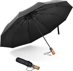 img 4 attached to ☂️ Black Automatic Close Sun Protection Umbrella for Construction