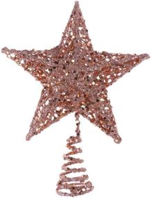 img 4 attached to Amosfun 7.87in Christmas Tree Iron Star Topper: Rose Gold Glittering Xmas Decoration Ornament