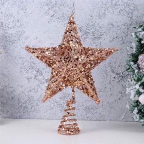 img 2 attached to Amosfun 7.87in Christmas Tree Iron Star Topper: Rose Gold Glittering Xmas Decoration Ornament