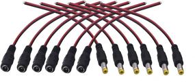 img 4 attached to 💡 Xwell 12-Pack DC Power Pigtail Cable Wire: 12V 5A Male & Female Connectors for CCTV Security Camera and Lighting Power Adapter (18AWG 34x2pcs Copper Strands, Ultra Thick)