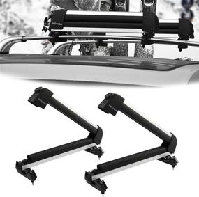 img 4 attached to Bonnlo 23-inch Universal Ski Snowboard Car Racks for 2 Pairs of Skis or 1 Snowboard, Lockable Aviation Aluminum Ski Roof Carrier Compatible with Most Vehicles Equipped with Cross Bars