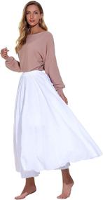 img 2 attached to 👗 Asher Women's Bohemian Style Long Maxi Skirt Dress with Elastic Waist, Cotton Linen, Waist Size 23.0"-35.0