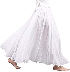 img 4 attached to 👗 Asher Women's Bohemian Style Long Maxi Skirt Dress with Elastic Waist, Cotton Linen, Waist Size 23.0"-35.0