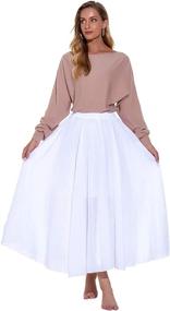 img 3 attached to 👗 Asher Women's Bohemian Style Long Maxi Skirt Dress with Elastic Waist, Cotton Linen, Waist Size 23.0"-35.0