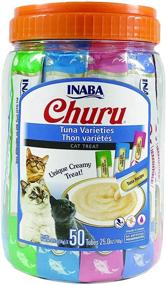 img 4 attached to 🐱 Inaba Churu Lickable Purée Wet Treat for Cats - Playful Hand Feeding or Food Topper - Grain Free, Preservative Free - Added Vitamin E and Green Tea - 50 Tube Tuna Variety Pack