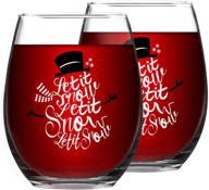 🍷 let it snow christmas wine glass set - funny stemless glasses for christmas wedding party - 15 oz - gift idea for women friends and men - set of 2 логотип