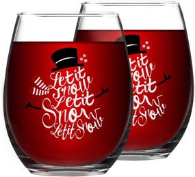 img 4 attached to 🍷 Let It Snow Christmas Wine Glass Set - Funny Stemless Glasses for Christmas Wedding Party - 15 Oz - Gift Idea for Women Friends and Men - Set of 2