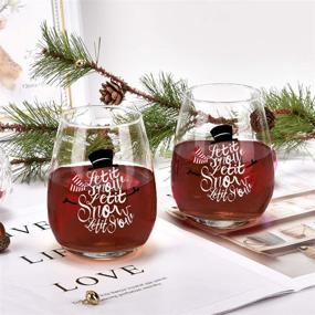 img 1 attached to 🍷 Let It Snow Christmas Wine Glass Set - Funny Stemless Glasses for Christmas Wedding Party - 15 Oz - Gift Idea for Women Friends and Men - Set of 2