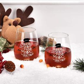 img 2 attached to 🍷 Let It Snow Christmas Wine Glass Set - Funny Stemless Glasses for Christmas Wedding Party - 15 Oz - Gift Idea for Women Friends and Men - Set of 2