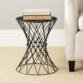 img 4 attached to Safavieh Home Collection Clive Steelworks Iron Wire Stool, Matte Black