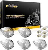 🚛 partsam 5x clear cab marker light + 5x white led bulb 5050-smd 194 168 t10 compatible with ford e150 e250 e350 e450 f150 f250 f350 f450 f550 super duty pickup trucks 1999-2016 logo