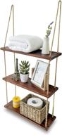 📚 asliny hanging shelf wall: floating swing storage shelves with jute rope - durable 3 tier shelf for bedroom, living room, kitchen, and bathroom over the toilet storage - brown logo