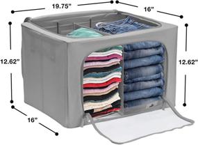 img 2 attached to 📦 Sorbus Foldable Storage Bins with Divided Interior – Stackable Container Organizer Set, Large Window & Carry Handles – Ideal for Organizing Bedding, Linens, Clothes, Bedroom Closet (Two Section, Gray)