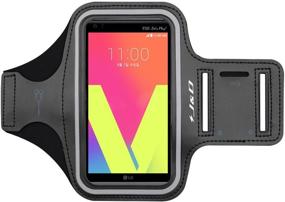 img 4 attached to 📱 J&D Purple Armband for LG G8X ThinQ, V50 ThinQ (5G), V35 ThinQ, V20 & LG Velvet - Sports Armband with Key Holder Slot and Earphone Connection