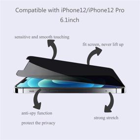 img 3 attached to 🔒 Защитный экран HXL Privacy для iPhone 12 и iPhone 12 Pro (6.1 дюйма): Защитите вашу конфиденциальность с помощью защитной пленки из закаленного стекла против шпионажа, 2 штуки.