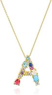 🌈 lavla 18k gold plated dainty initial necklace with colorful crystal letters for women - cubic zirconia & perfect for girls logo