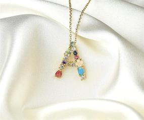 img 1 attached to 🌈 LAVLA 18k Gold Plated Dainty Initial Necklace with Colorful Crystal Letters for Women - Cubic Zirconia & Perfect for Girls