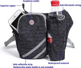 img 1 attached to 🏃 Simplike Running Belt Sport Waist Pack with Water Bottle Holder - Lightweight Black Waist Bag with Reflective Stripes, Cellphone Storage, and Earphone Hole - Perfect for Dog Walking, Hiking, Travel, Biking, Fitness, Fishing, Climbing - Wp04