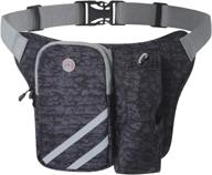 🏃 simplike running belt sport waist pack with water bottle holder - lightweight black waist bag with reflective stripes, cellphone storage, and earphone hole - perfect for dog walking, hiking, travel, biking, fitness, fishing, climbing - wp04 logo