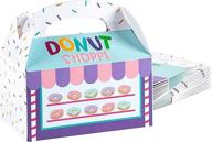 🍩 donut birthday party favor boxes for goodies and treats (6 x 3.3 x 3.6 inches, pack of 24) логотип