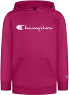 champion girls youth heritage fleece pull on hoody sweatshirt - perfect kids clothes! logo